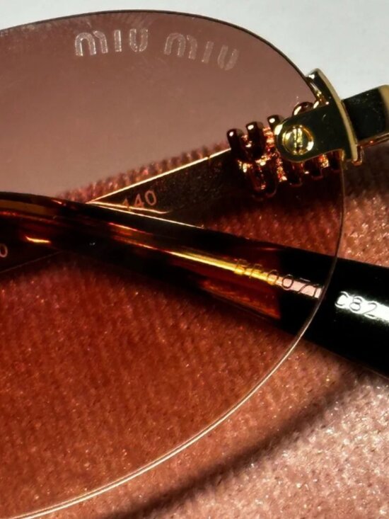 Miu Miu Logo Brown and Gold Sunglasses